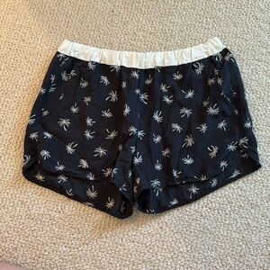Madewell - Black Palm Tree Print Silk Shorts